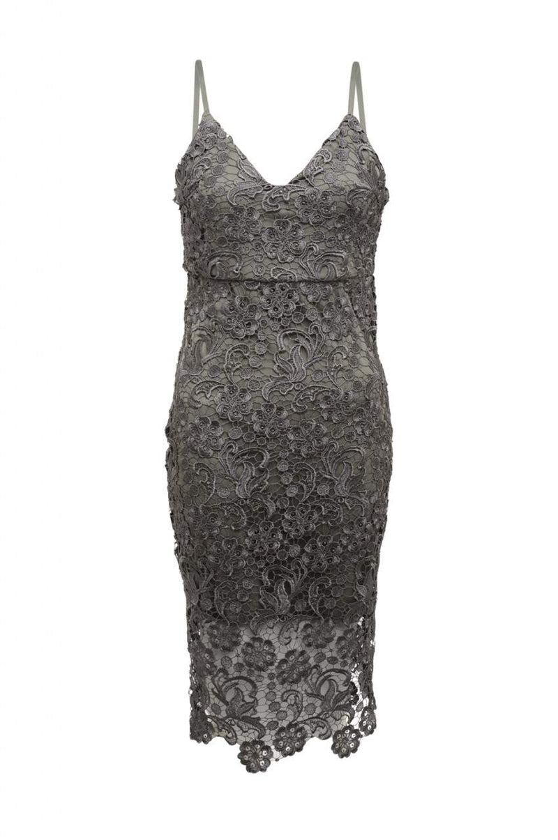 Grey Crochet Midi Dress AX Paris
