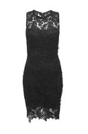 Black Crochet Lace Dress with Sleeveless Detail