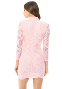 Pink Lace Choker Bodycon Mini Dress