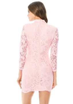 Pink Lace Choker Bodycon Mini Dress