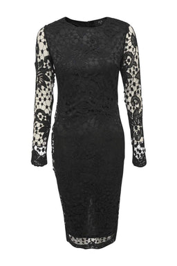 Black Crochet Dress with Long Sleeves