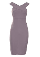 Pewter Cross Over Bardot Bodycon Dress