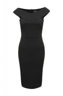 Black Midi Dress with Cross-Front detail