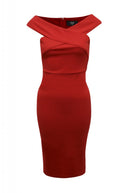 Red Midi Dress with Cross-Front detail