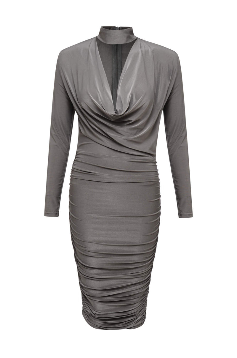 Pewter Choker Midi Dress