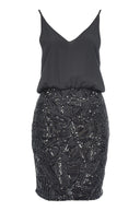 Black 2 In 1 Sequin Dress with Sequin Skirt