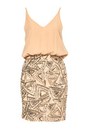 Nude 2 In 1 Dress with Sequin Skirt