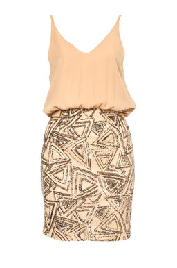 Nude 2 In 1 Dress with Sequin Skirt