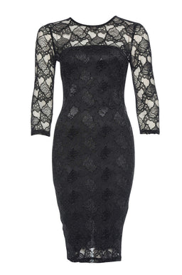 Black Sequin 3/4 Sleeve Bodycon Dress