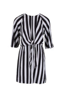 Black & White Striped Tie Waist Dress