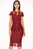 Plum Floral Lace Midi Dress