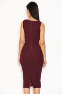 Plum Plunge Midi Dress With Twist Front