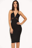 Black Bodycon Dress With Lace Insert Bust