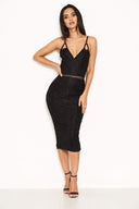 Black Lace Dress With Mesh Detail Waist