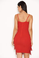Red Tassel Front Wrap Dress