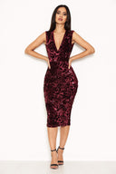 Plum Sequin Velvet Midi Dress