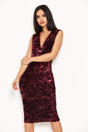 Plum Sequin Velvet Midi Dress