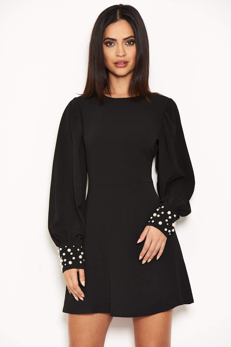 Black Pearl Detailed Mini Dress AX Paris Black Pearl Detailed Mini Dress AX Paris