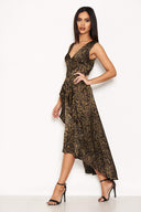 Khaki Animal Print Maxi Dress