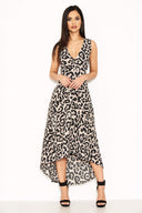 Leopard Print Frill Maxi Dress