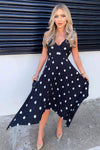 Black Polka Dot Pleated Dress