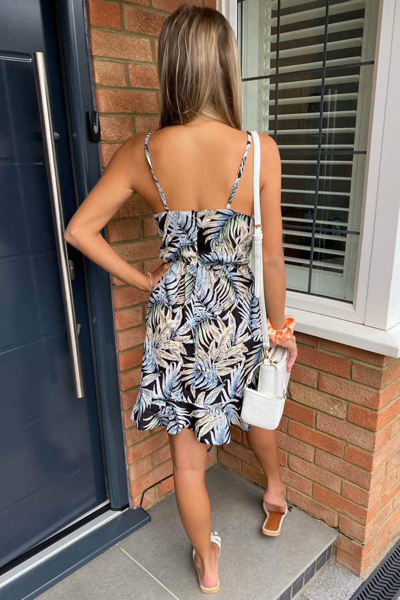 Navy Tropical Print Day Dress AX Paris