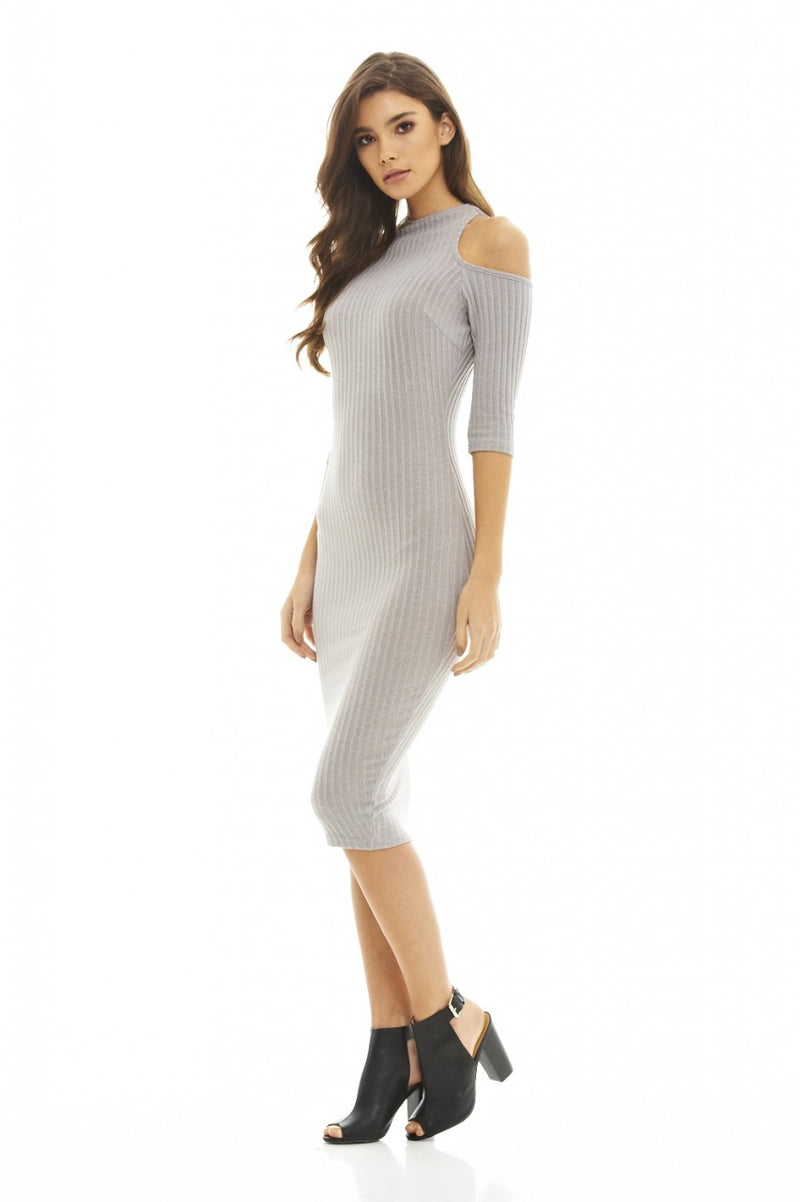 Cut Out Ribbed Knit Dress