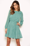 Duck Egg Polka Dot Long Sleeve Dress