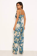 Duck Egg Printed Satin Jumpsuit