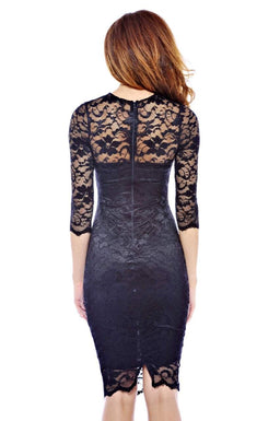 Long  Sleeve Lace Midi Dress