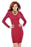 Square Neck Long Sleeve Bodycon Dress