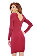 Square Neck Long Sleeve Bodycon Dress