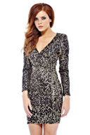 V Front Bodycon Sequin Dress