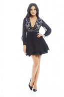 Lace Kick Out Net Pleat  Dress