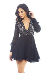 Lace Kick Out Net Pleat  Dress