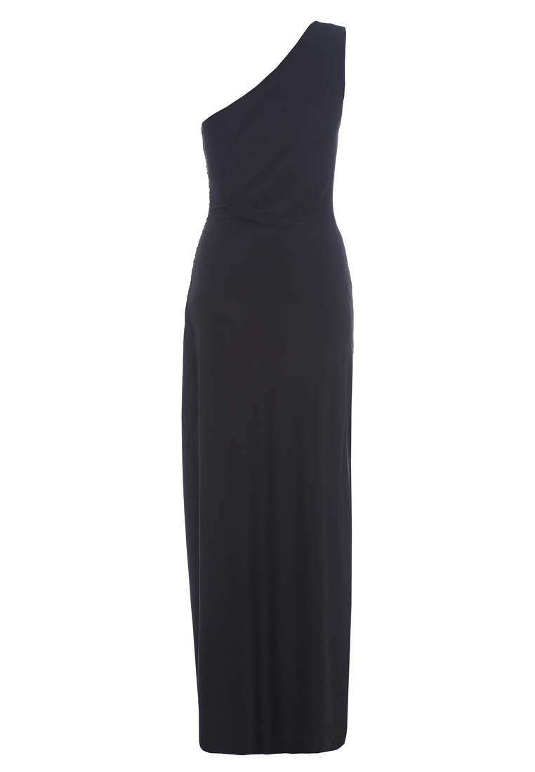 One Shoulder Leg Split  Slinky Maxi Dress