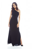 One Shoulder Leg Split  Slinky Maxi Dress