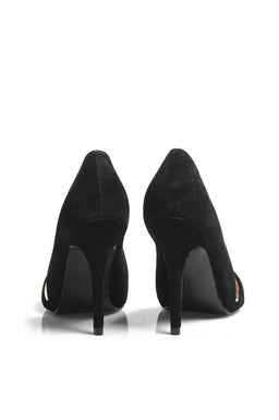 Suede Metal Toe Heels