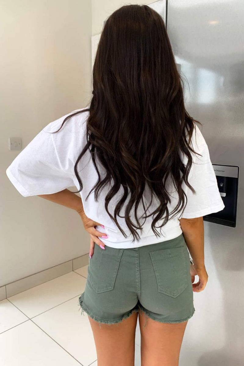 Khaki lace shorts top