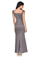 grey overlay dress Grey maxi dress with a peplum overlay
