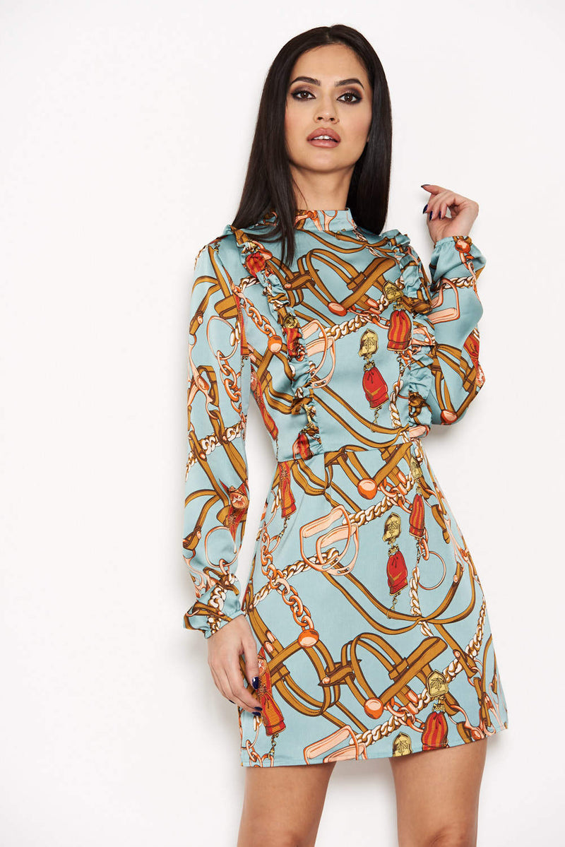 Duck Egg Chain Print Dress