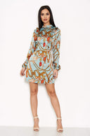 Duck Egg Chain Print Dress