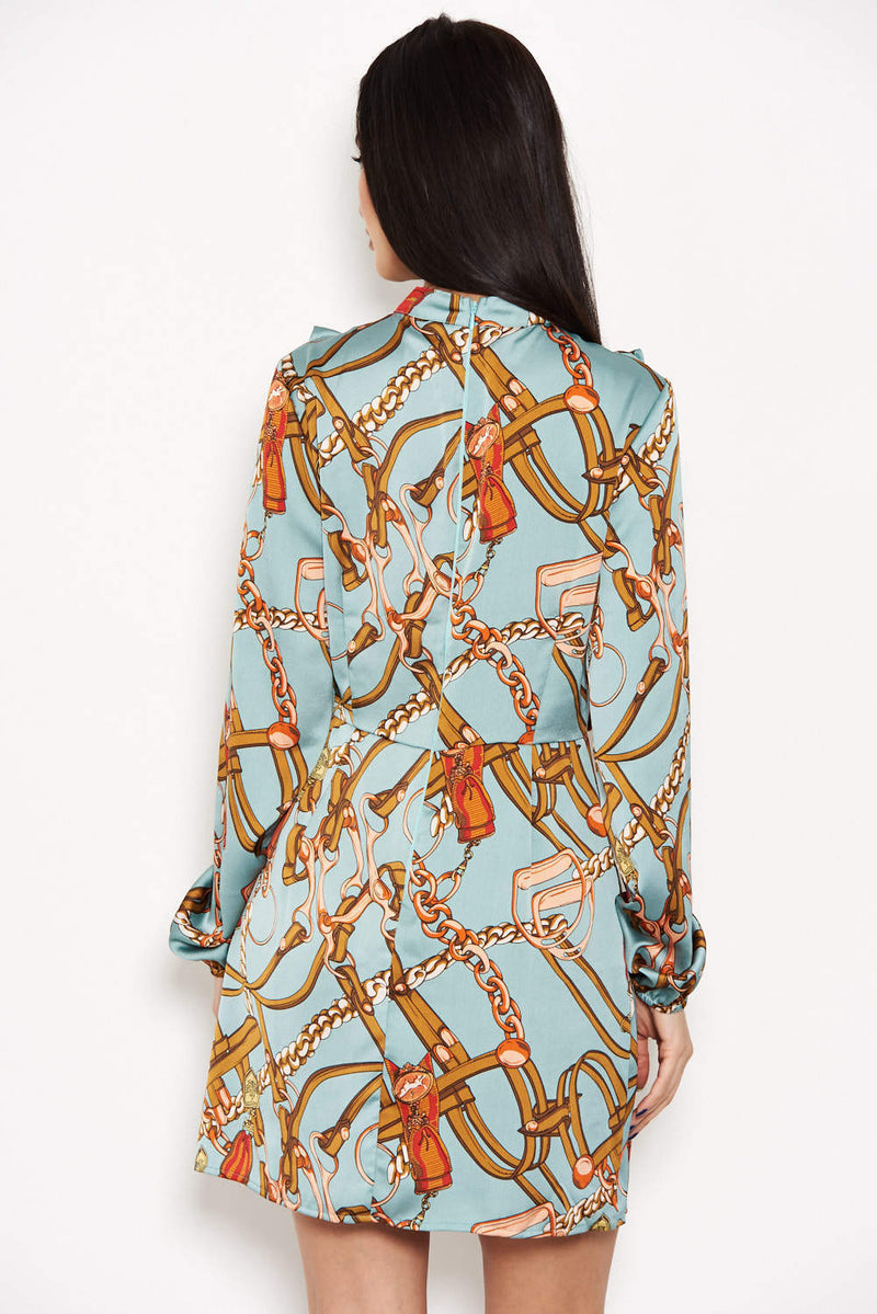 Duck Egg Chain Print Dress