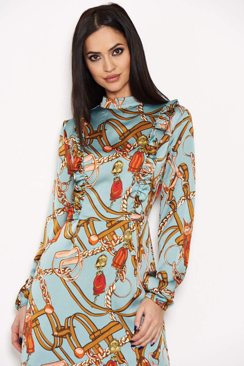 Duck Egg Chain Print Dress