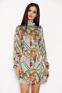 Duck Egg Chain Print Dress