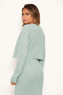 Duck Egg Cropped Knitted Jumper