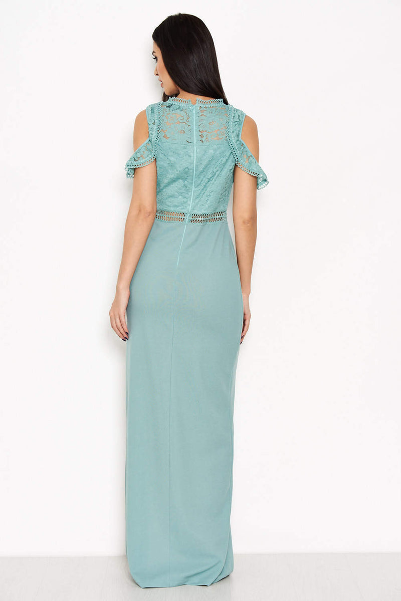 Duck Egg Lace Top Maxi Dress