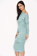 Duck Egg Off Shoulder Ruched Dress