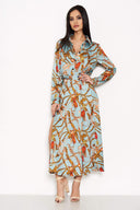 Duck Egg Printed Long Sleeve Shirt Dress