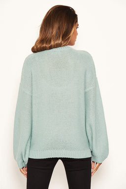 Duck Egg Cable Knitted High Neck Jumper – AX Paris
